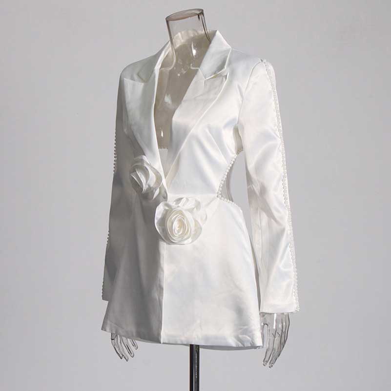 Wedding Suit Flower Pearls Detail Slim Fit Suit