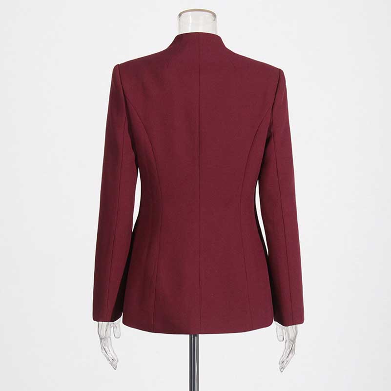 Wide Leg Pantsuit Wine Red Standard Collar Formal Event Suit