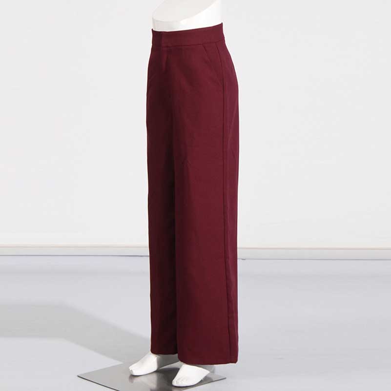 Wide Leg Pantsuit Wine Red Standard Collar Formal Event Suit