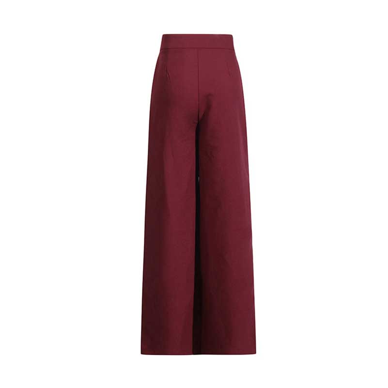 Wide Leg Pantsuit Wine Red Standard Collar Formal Event Suit