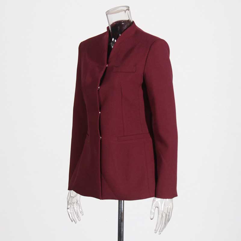 Wide Leg Pantsuit Wine Red Standard Collar Formal Event Suit