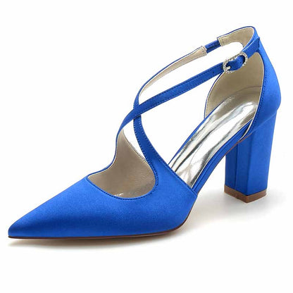 3.35" Crossing Strap Satin Wedding Shoes Prom Heels
