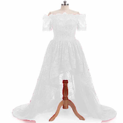 Off Shoulder Prom Dresses High Low Puffy Formal Lace Evening Ball Gowns