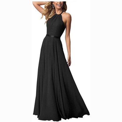 Halter Neck  Long Bridesmaids Dresses A-Line Chiffon Wedding Guest Outfit