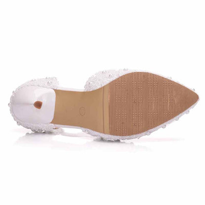 Closed Toe High Heel Sandals Bridal Wedding Shoes For Bride Ankle Strap