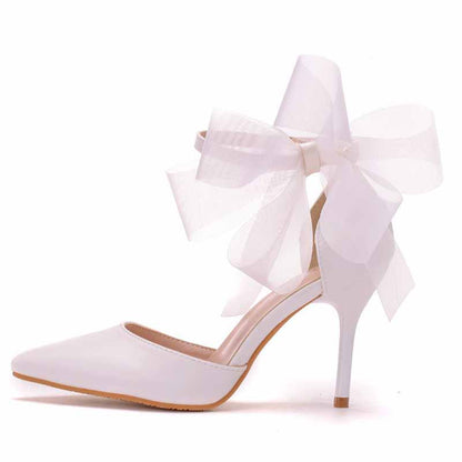Closed Toe High Heel Sandals Bridal Wedding Shoes For Bride Ankle Strap
