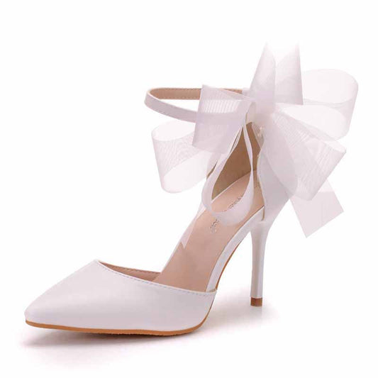 Closed Toe High Heel Sandals Bridal Wedding Shoes For Bride Ankle Strap