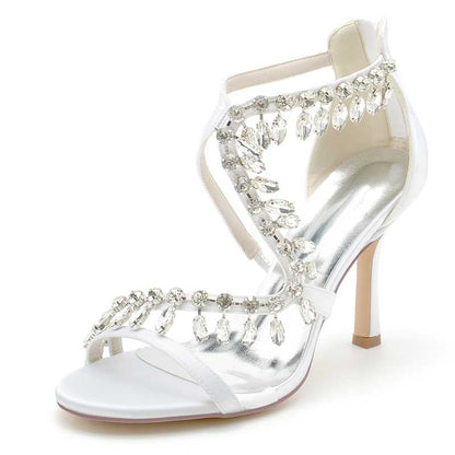 Women Bling Rhinestones Open Toe Wedding Sandals 3.74"