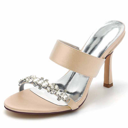 3.74" Satin Bridal Shoes Open Toe Kitten Heel Pumps