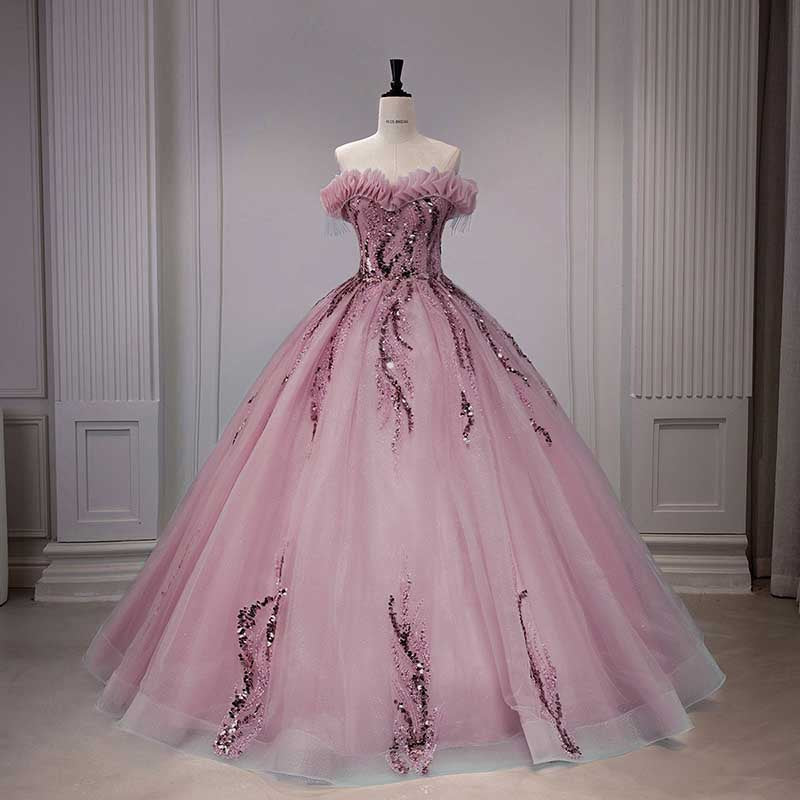 Strapless Ball Gown Rhinestone Off The Shoulder Formal Dresses