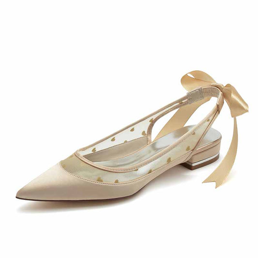 0.98" Lace-Up Back Bridal Shoes Prom Flats