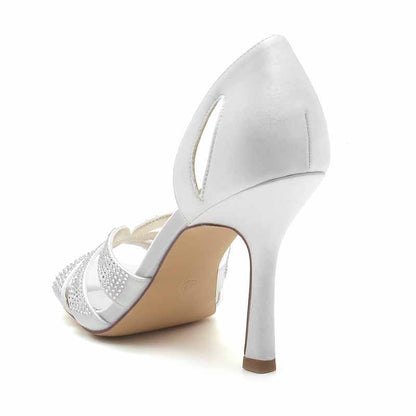 3.74" Glitter Prom Heels Slip On Satin Wedding Sandals