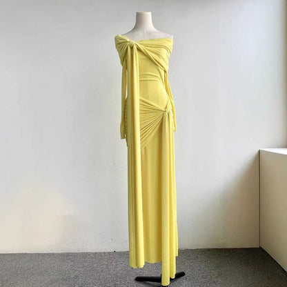 Off Shoulder Knot Detail Maxi Dress Long Evening Dress