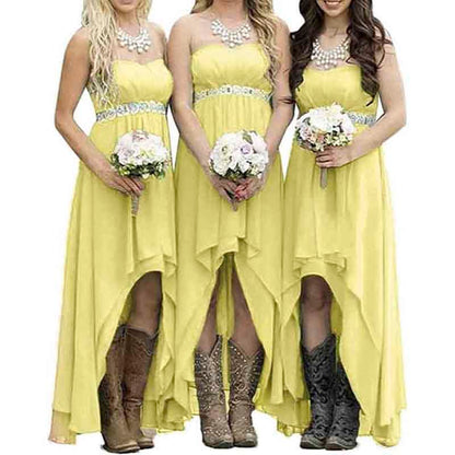 Strapless High Low Bridesmaid Dresses Wedding Party Gowns