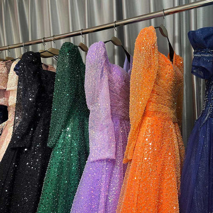 Long Sleeve Sequin Ball Gown Sparkling Dresses