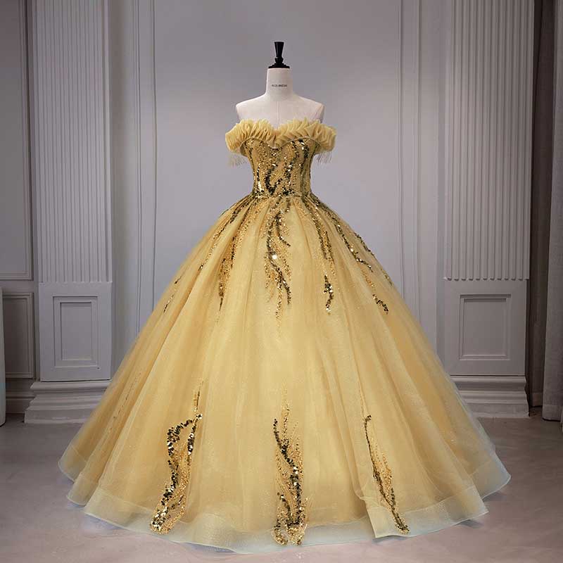 Strapless Ball Gown Rhinestone Off The Shoulder Formal Dresses