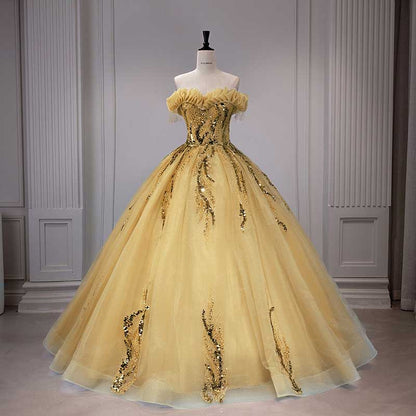 Strapless Ball Gown Rhinestone Off The Shoulder Formal Dresses