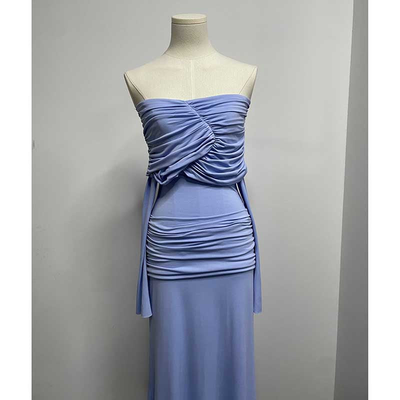 Off Shoulder Ruch Maxi Dress With Sleeves for Women