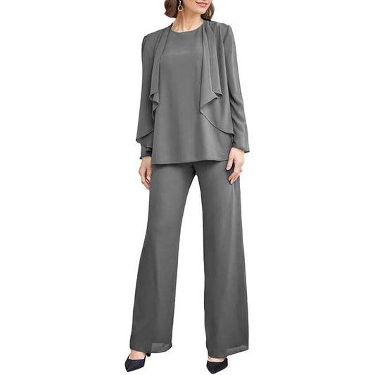3 Piece Mother of The Bride Outfit with Jackets Long Sleeve Formal Set