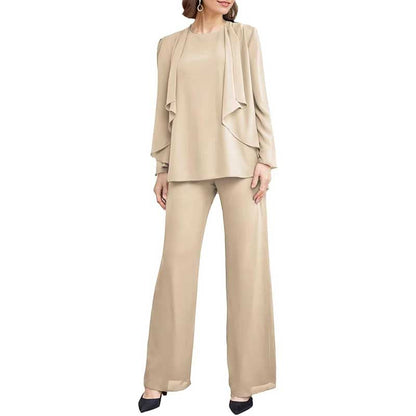 3 Piece Mother of The Bride Outfit with Jackets Long Sleeve Formal Set