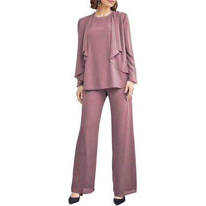 3 Piece Mother of The Bride Outfit with Jackets Long Sleeve Formal Set