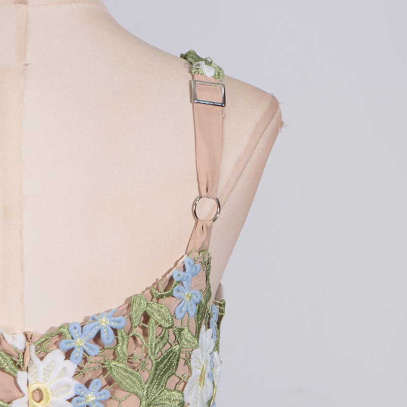 3D Flower Hollowed Midi Dress