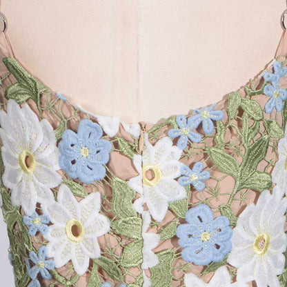 3D Flower Hollowed Midi Dress