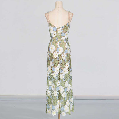 3D Flower Hollowed Midi Dress