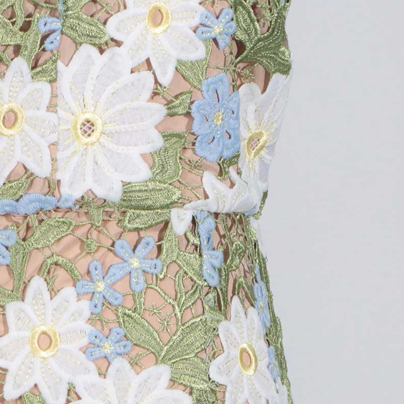 3D Flower Hollowed Midi Dress