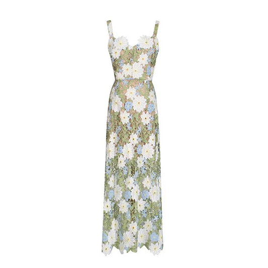 3D Flower Hollowed Midi Dress