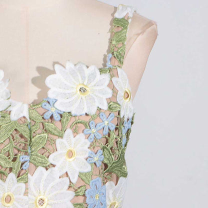 3D Flower Hollowed Midi Dress