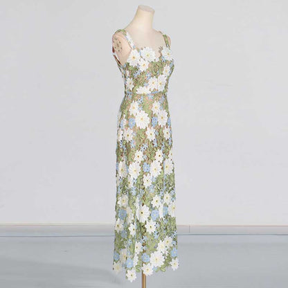 3D Flower Hollowed Midi Dress