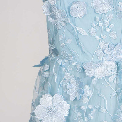 3D Floral Flower Strapless Midi Dress