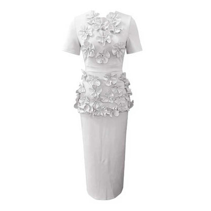 Women's 3D Flower Long Skirt Suit