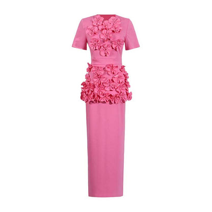 Women's 3D Flower Long Skirt Suit