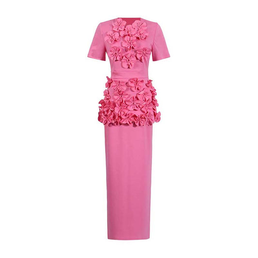 Women's 3D Flower Long Skirt Suit