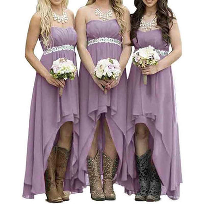 Strapless High Low Bridesmaid Dresses Wedding Party Gowns