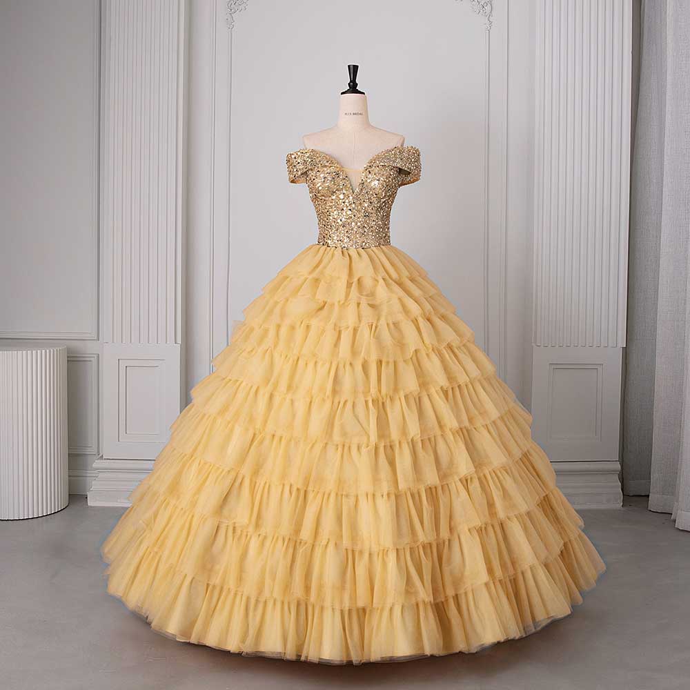 Tulle Layered Ball Gown Wedding Dress With Sweetheart Neckline