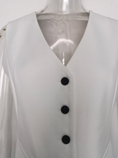 Women's 3-Piece White Wedding Pantsuit | Wide-Leg Blazer, Top & Pants