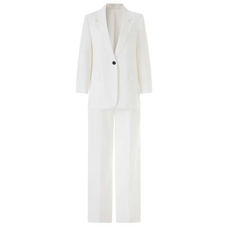 Women's 3-Piece White Wedding Pantsuit | Wide-Leg Blazer, Top & Pants