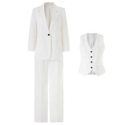 Women's 3-Piece White Wedding Pantsuit | Wide-Leg Blazer, Top & Pants