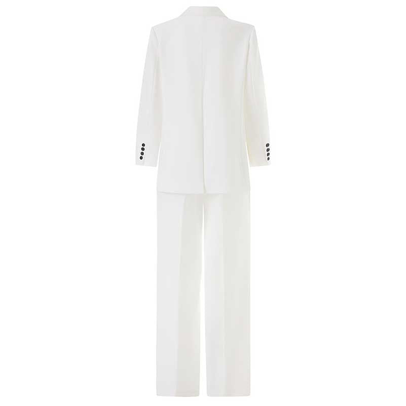 Women's 3-Piece White Wedding Pantsuit | Wide-Leg Blazer, Top & Pants