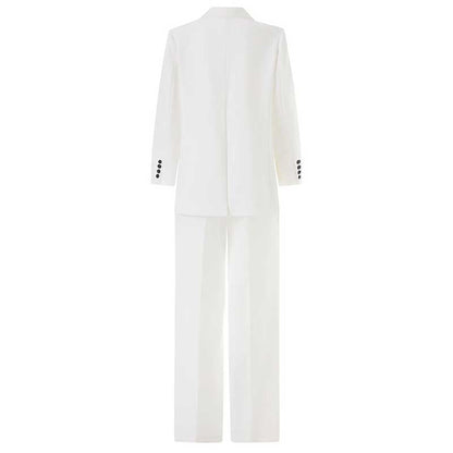 Women's 3-Piece White Wedding Pantsuit | Wide-Leg Blazer, Top & Pants