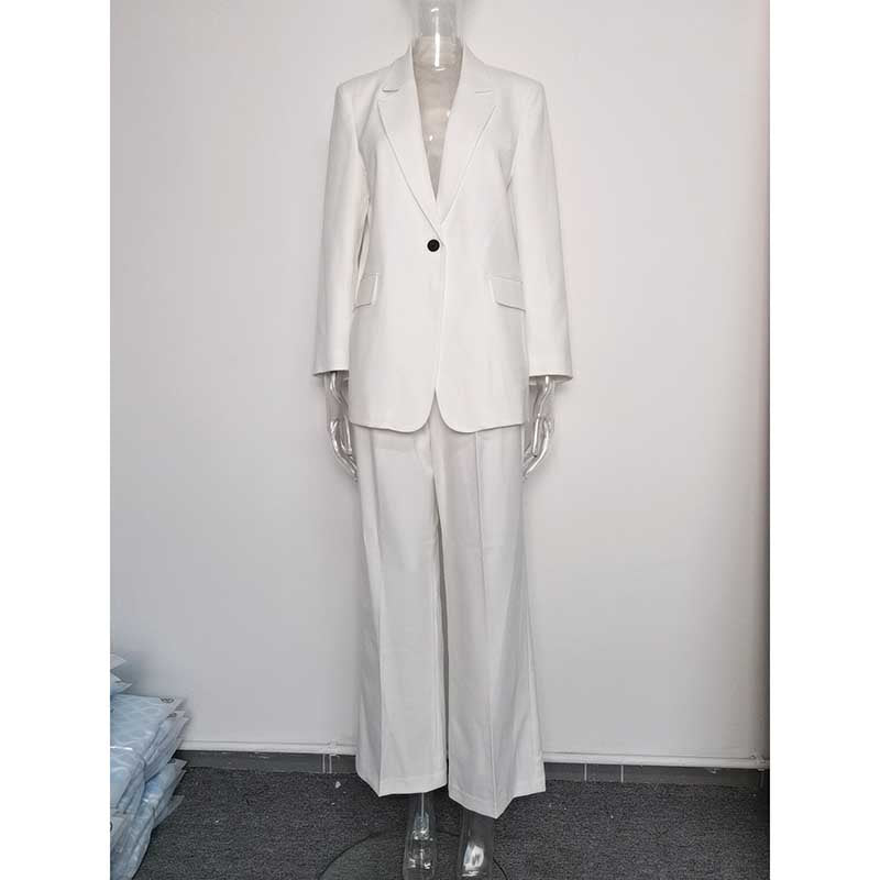 Women's 3-Piece White Wedding Pantsuit | Wide-Leg Blazer, Top & Pants