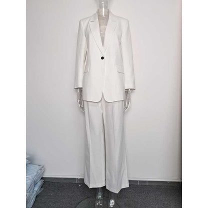 Women's 3-Piece White Wedding Pantsuit | Wide-Leg Blazer, Top & Pants