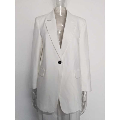 Women's 3-Piece White Wedding Pantsuit | Wide-Leg Blazer, Top & Pants