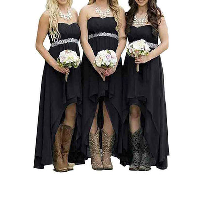 Strapless High Low Bridesmaid Dresses Wedding Party Gowns