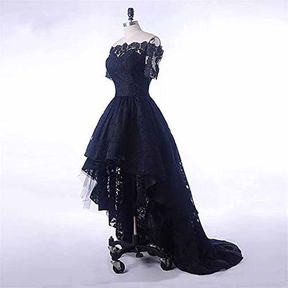 Off Shoulder Prom Dresses High Low Puffy Formal Lace Evening Ball Gowns