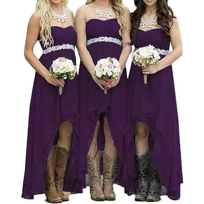 Strapless High Low Bridesmaid Dresses Wedding Party Gowns