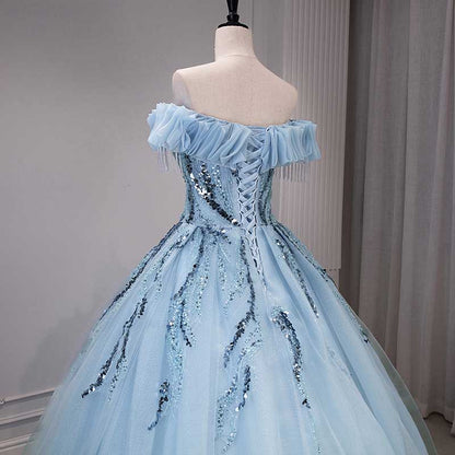 Strapless Ball Gown Rhinestone Off The Shoulder Formal Dresses